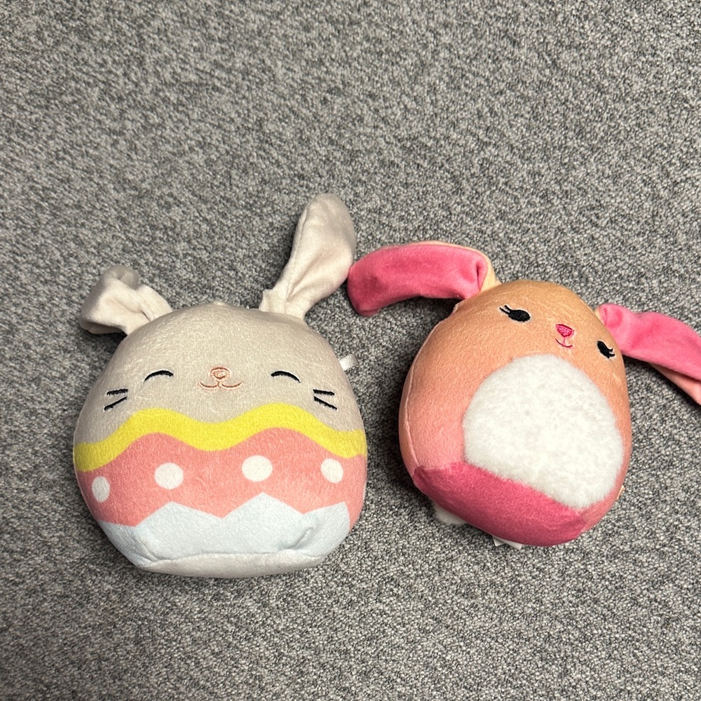 2 Squishmallow Bunnies - 4” Ombre Brinkley - 5" Blake The Easter Bunny - no tags